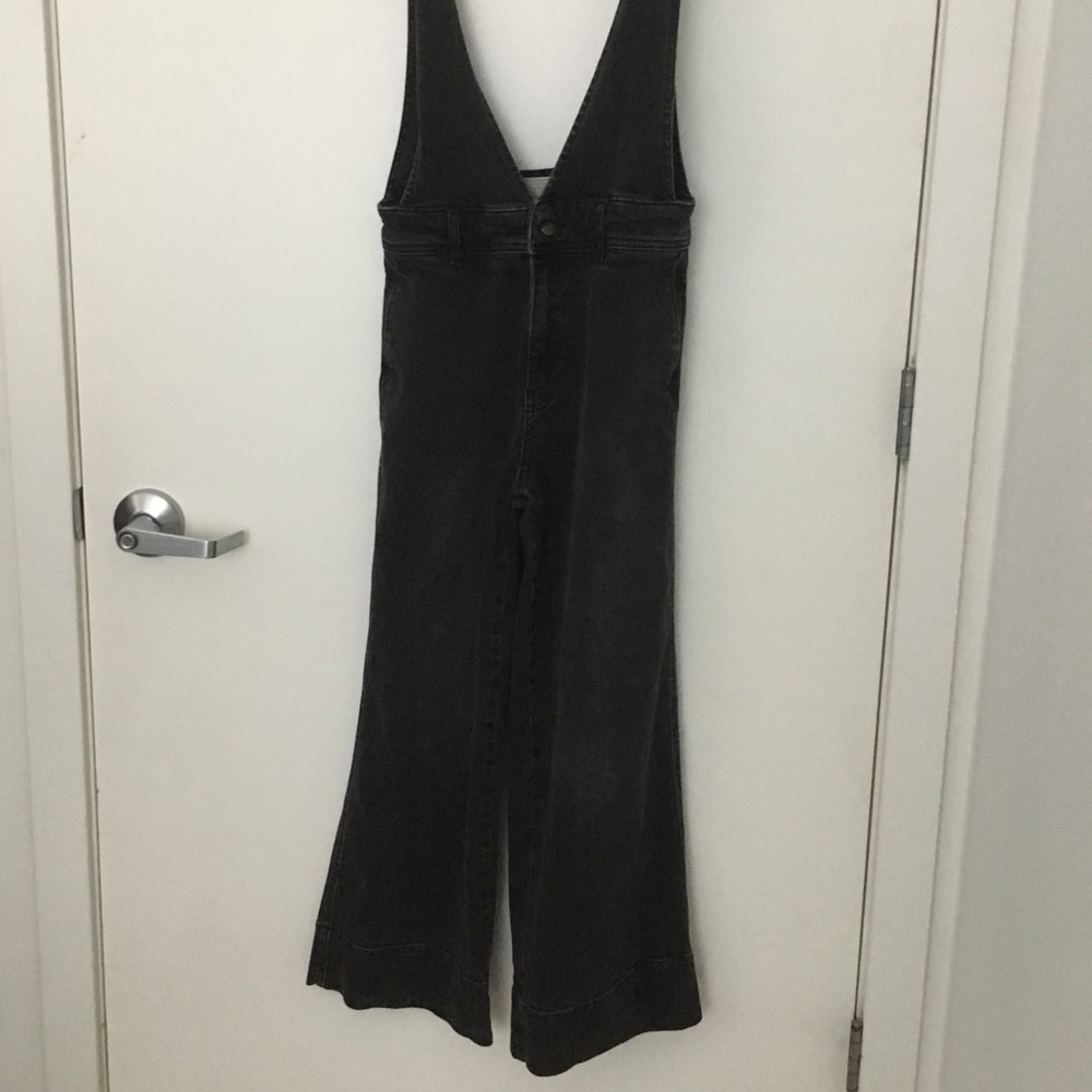 Wide leg jean jumpsuit